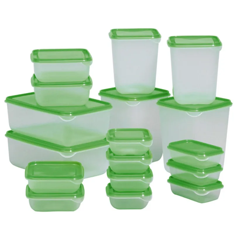 Sealed Crisper Refrigerator Plastic Food Storage Box Preservation Box Container Kitchen Supplies 17pcs/set Hot Sale
