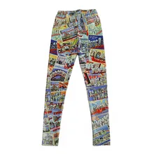 Эластичные повседневные штаны с 3D цифровой печатью, цветная коллекция фотографий, женские леггинсы, 7 размеров, одежда для фитнеса