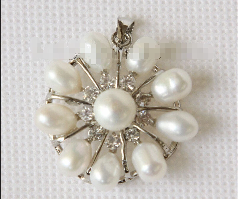 

30mm snowflake shape white Freshwater pearls necklace pendant j10195 ^^^@^Noble style Natural Fine jewe FREE SHIPPING