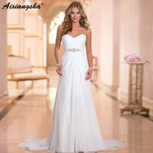 2019 Hot Selling A Line chiffon Wedding Dresses Beading Vestido de Noiva Long cheap crystal Robe