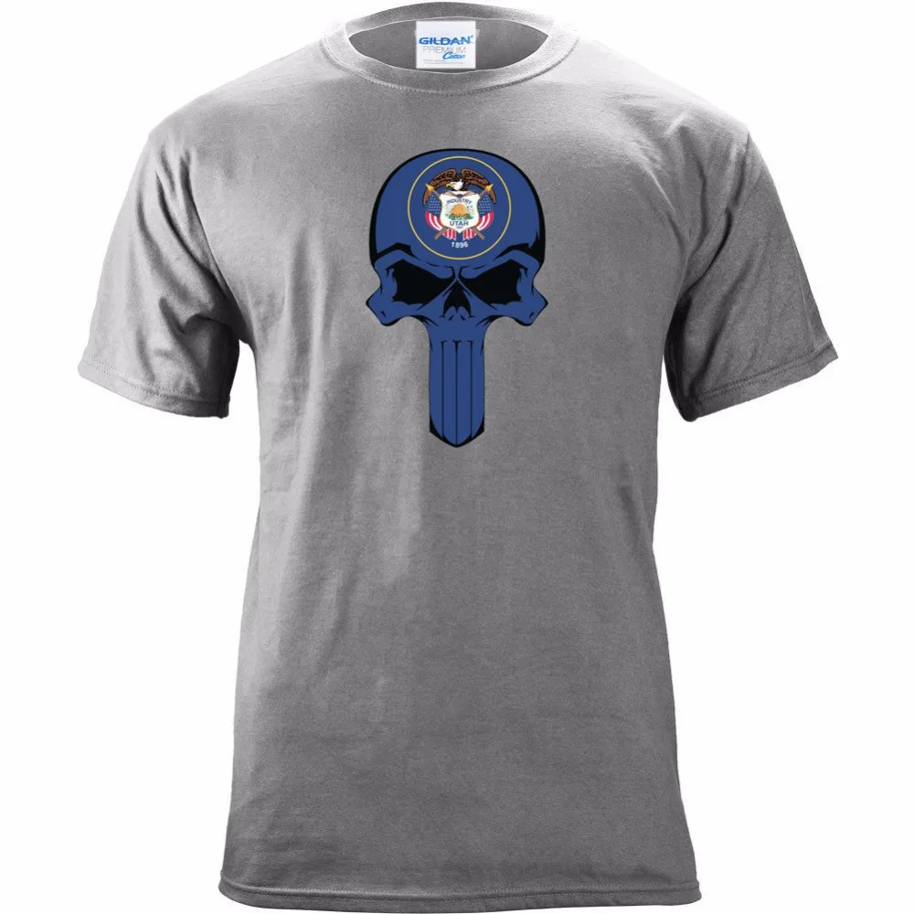 custom special print Original Utah State Flag Skull custom Tee shirts online Hot New 2019 Summer Fashion T Shirt