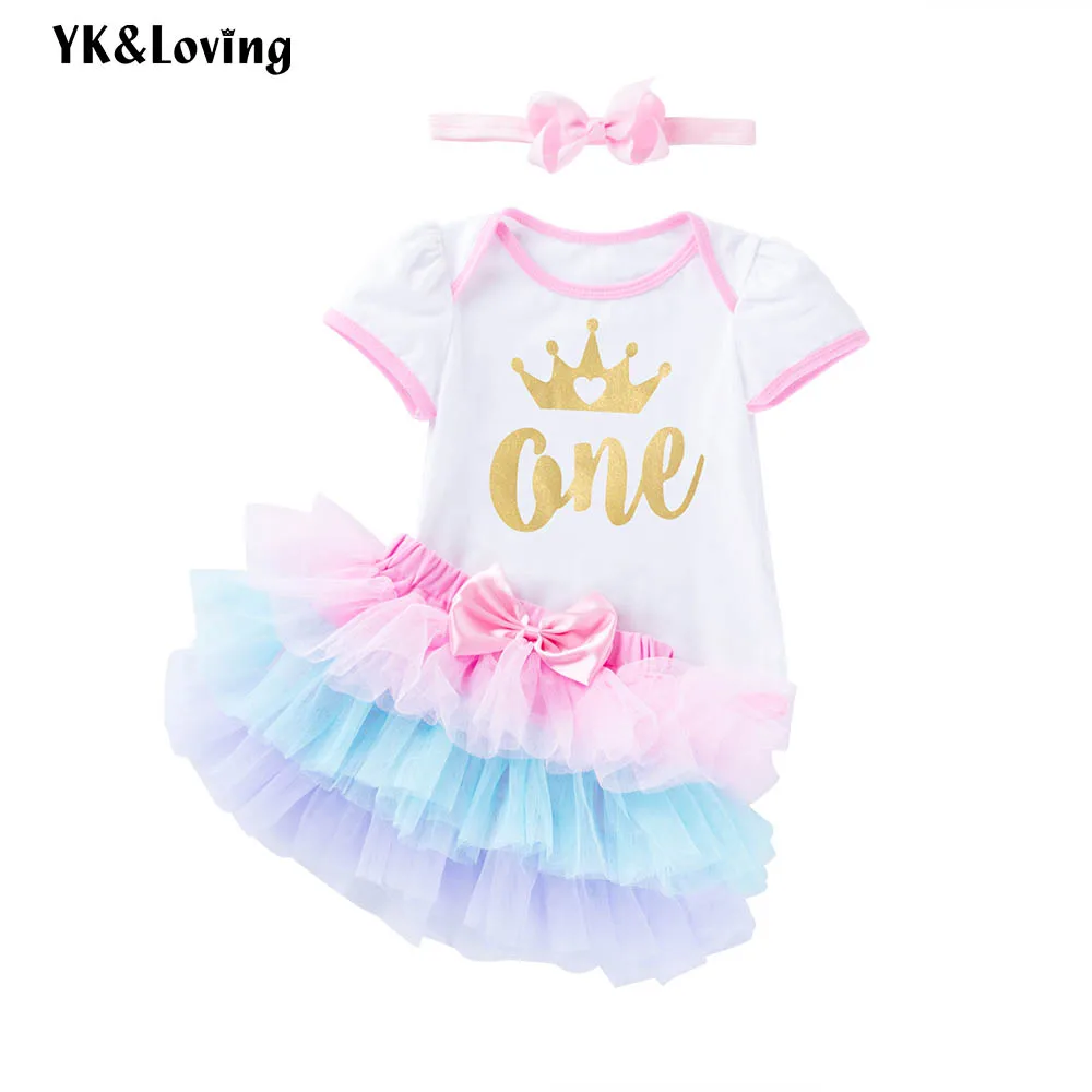 

YK&Loving Baby Girl Rompers Skirt Cotton Warm One Crown Printed Colorful Newborn Baby Girl Skirts Baby Clothing Birthday Skirts
