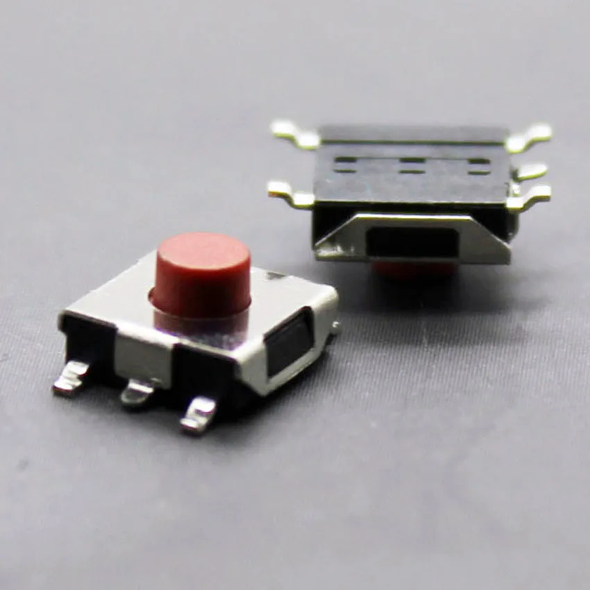 100pcs/lot 5 Pin SMD 6x6x3.7 6*6*3.7mm red push button switch micro