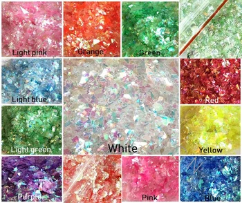 

20g Ab Holographic Nail Art Glitter Shell Flakes nail art Unicorn Crushed mylar mermaids flakes Broken Glass Mirror flakes,HJ76
