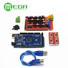 Мега 2560 R3 + 1 шт. ПЛАТФОРМЫ 1.4 Контроллер + 4 шт. A4988 шагового Модуля Драйвер для 3D комплект Принтера Reprap MendelPrusa Бесплатная Доставка
