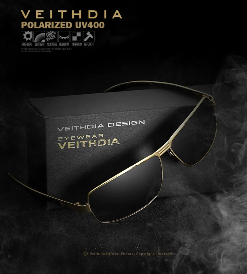 Мужские солнцезащитные очки VEITHDIA поляризационные модель 2490 2019|brand men sunglasses|brand sun