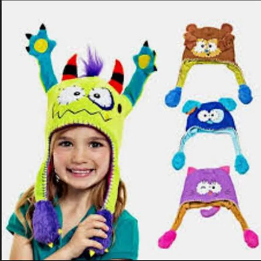

Push Moving Hat Cap Baby Hat Earflap Cap Christmas Gift Kids Rabbit Animal Winter Dance Monster Action Bonnet Sponge