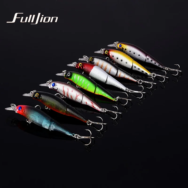 

Fulljion 1pcs Fishing Lures Wobblers Minnow Artificial Baits Treble Hooks Crankbait Fishing Tackle 2 Sections Lures 9.2cm 7.5g