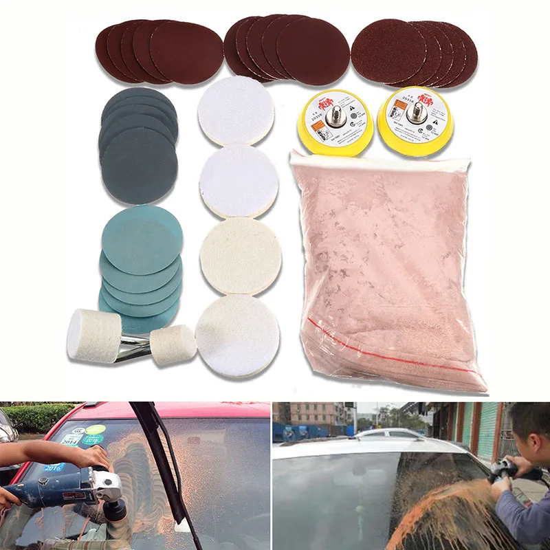 34pcs Deep Scratch Remover Car Glass Polishing Kit polishing pad