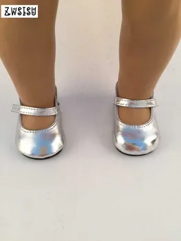 

Doll Shoes Leather Silver Fashion Shoes For 18 Inch American Doll For Generation Toy