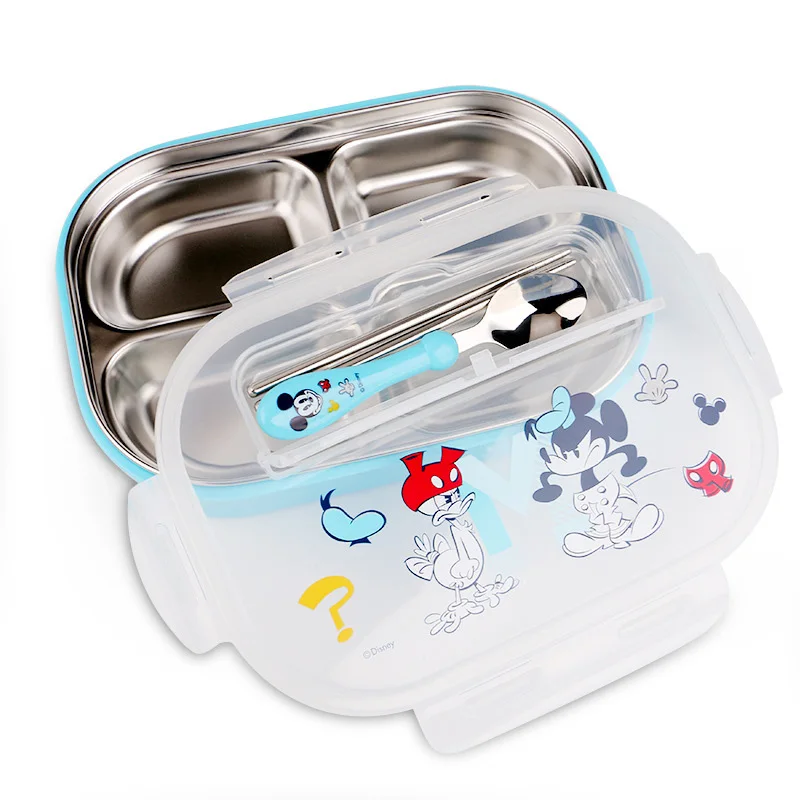 Disney Children's Plate Bowl Spoon Men and Women Stainless Steel Separate Dish Meal Tray Safe Cutlery Set - Цвет: 4