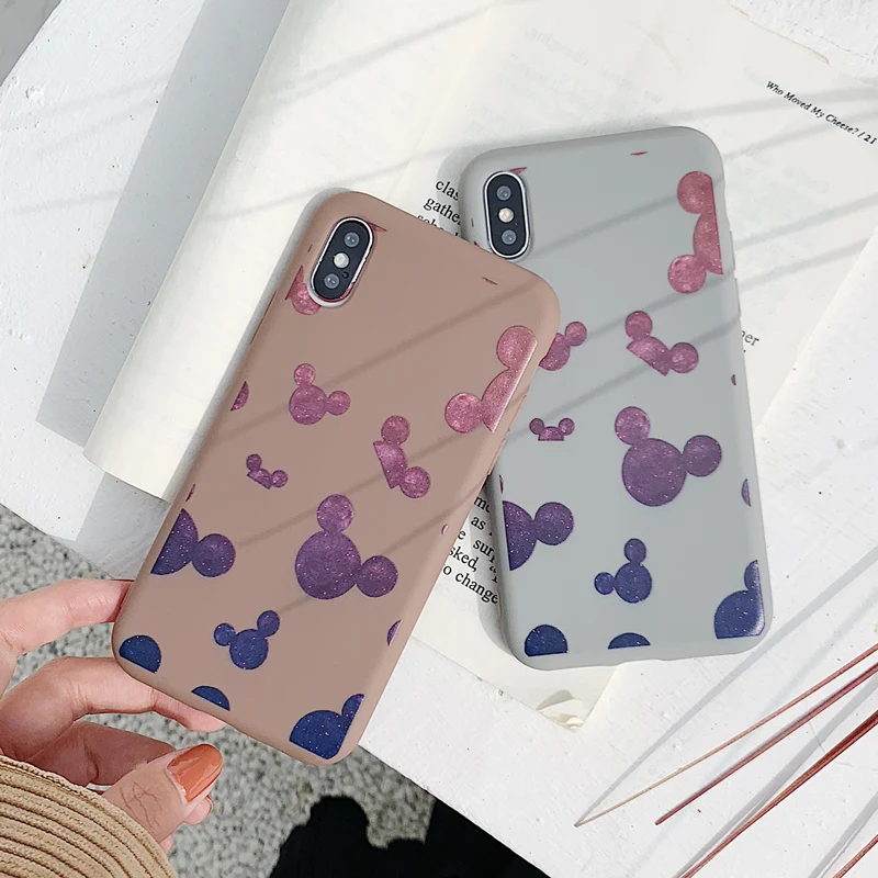Матовый чехол для iPhone X XR XS Max Starry sky Микки Маус мягкий TPU 6 6s 7 8 plus задняя крышка |