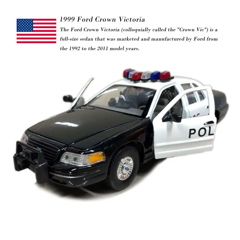 

WELLY 1/24 Scale Car Model Toys Police Ver. 1999 Ford Crown Victoria Diecast Metal Car Model Toy For Gift/Collection/Kids