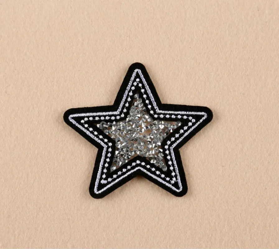 10pcs/Lot Wholesale Five pointed Star Rhinestone Diamante Transfer Iron
