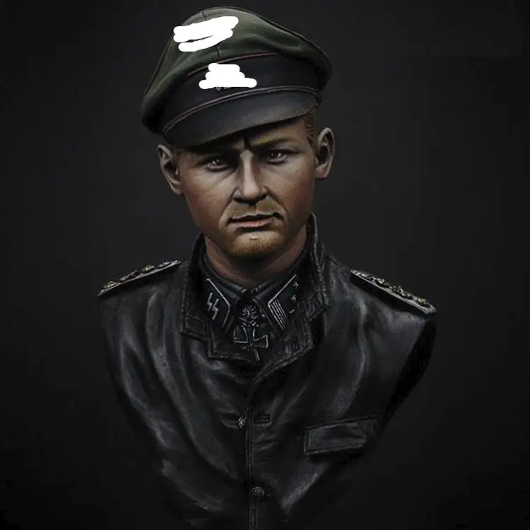 

Crazy King Model1/9 resin figure bust model World War II theme officer soldier double head GK white model hand X145