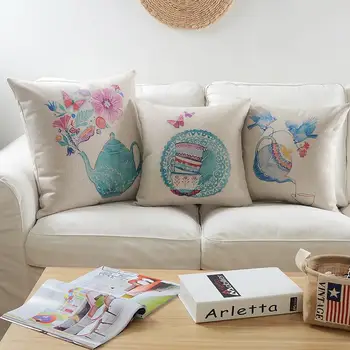 

Watercolor flower Bird pillow color Floral cushion Linen pillowcase waist throw pillow home decorative sofa cushions