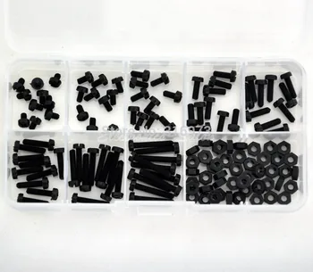 

Metric M3 Black Nylon Screw & Nut Assorted Kit, M3 x4 x5 x6 x8 x10 x12 x15 x18mm