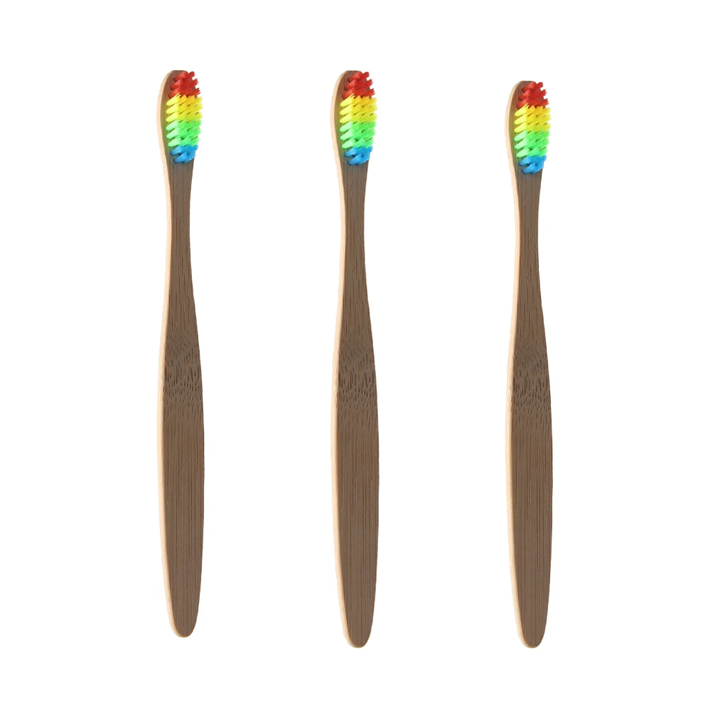 3 шт. взрослые бамбуковые зубные щётки экологически чистые бамбуковые зубные щётки прямые красочные натуральный материал ручка зубная