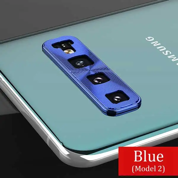 Для samsung Galaxy S10 Plus S10E Защитное стекло для объектива камеры и защитный кольцевой чехол для samsung S10 S10E закаленное стекло - Цвет: Blue Ring (Style 2)