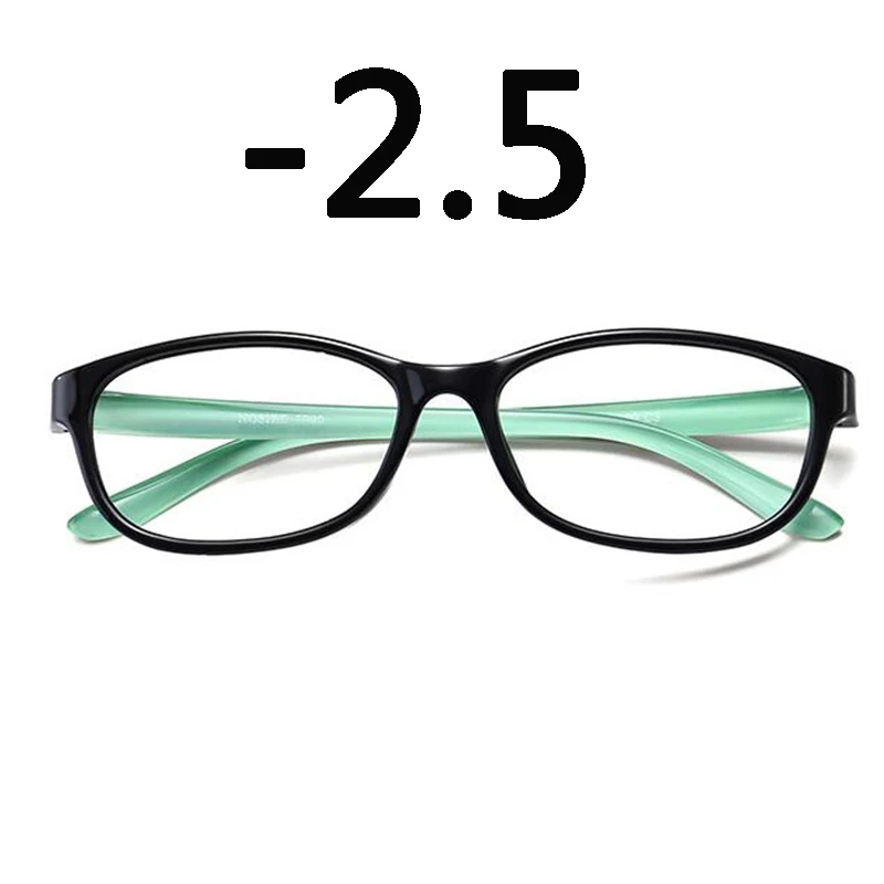 TR90 квадратной оправе готовой близорукость очки Для женщин Для мужчин с коротким смотровые стекла леопарда близорукость очки-1,0-1,5-2,0-2,5-3-3,5-4,0 - Цвет оправы: black green -2.5