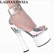 LAIJIANJINXIA/босоножки на высоком каблуке с закрытой пяткой; пикантная танцевальная обувь на высокой платформе; обувь для танцев 18 см; F-061