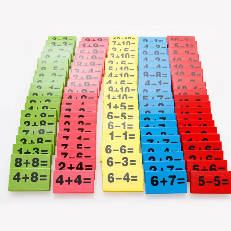 JaheerToy Montessori Educational Toy Wooden Math Toys for Children Domino 3-4-5-6-7-8 Years Old Game Funny Gifts Kids