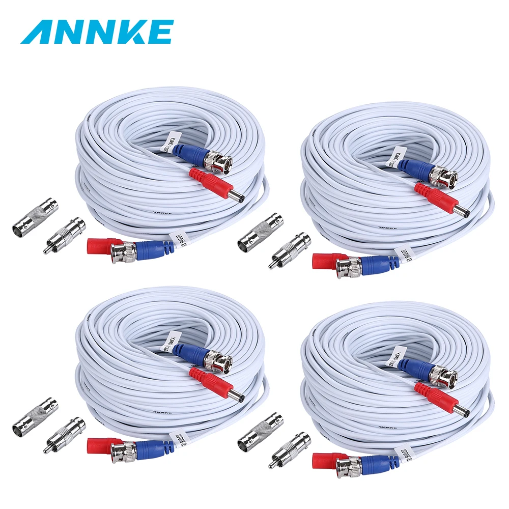 ANNKE 4 Pack 30M 100ft CCTV Cable BNC + DC Plug Video Power Cable For Wire AHD Camera And DVR Surveillance System Accessories ANNKE 4 Pack 30M 100ft CCTV Cable BNC + DC Plug Video Power Cable For Wire AHD Camera And DVR Surveillance System Accessories