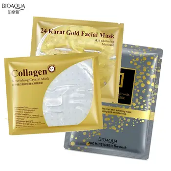 

1Pcs BIOAQUA Crystal Gold Collagen Face Mask Hydrating Whitening Masks Moisturizing Anti-aging Skin Care Korean Brightening Mask
