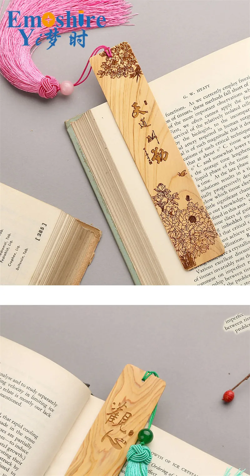 Presentes do Escritório Marcadores de Madeira Retro de Madeira Personalizado de Mogno Criativo Chinês Bookmarks Logotipo M054 7 retro bookmark