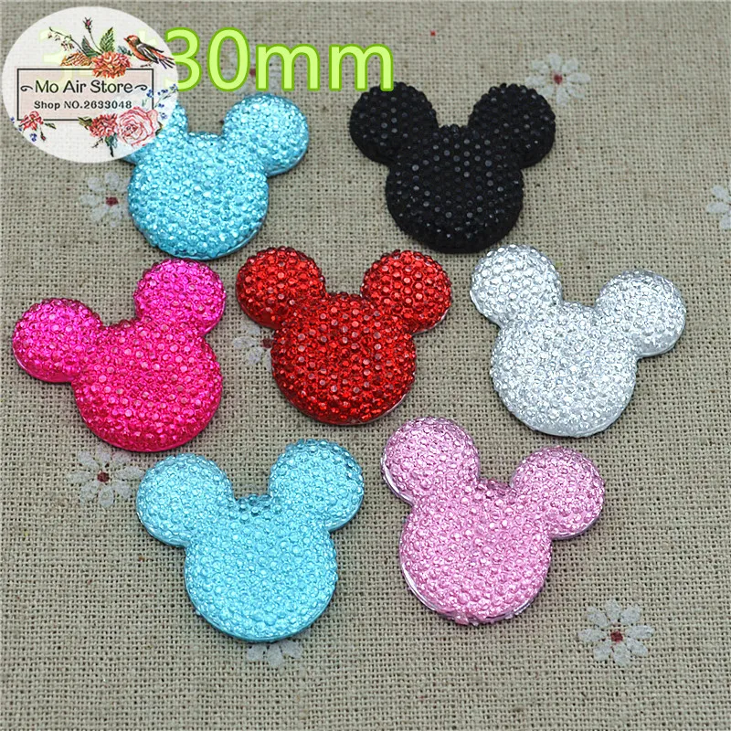 

20pcs Mixed colors Mickey Mouse With Bow Cabochon Resin Flatbacks Scrapbooking For DIY craft 34x30mm