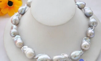

HOT N: Rare Huge 17" gray baroque KESHI REBORN PEARL NECKLACE
