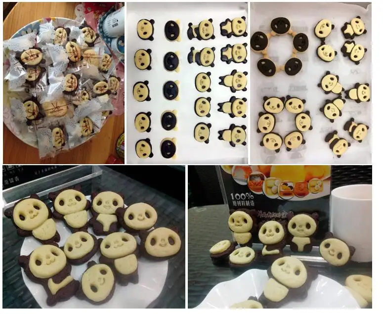 Hand Cartoon Panda Cookies Cutter Stamp Rvs Biscuit Mould Set Baking Tools Cutter Tools Cake Decoration 4pcs/set Bakeware Mold