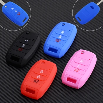 

DWCX Car Fashion 3 Buttons Silicone Flip Remote Key Cover Case Fob Shell Holder for KIA K3 Rio Sportage Sorento Optima Cerato