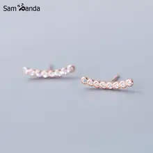 925 пробы, серебряные серьги, розовое золото, один шрифт, кристалл, миниатюрные серьги-гвоздики для женщин, девушек, женщин, нежные ювелирные изделия, предотвращают аллергию