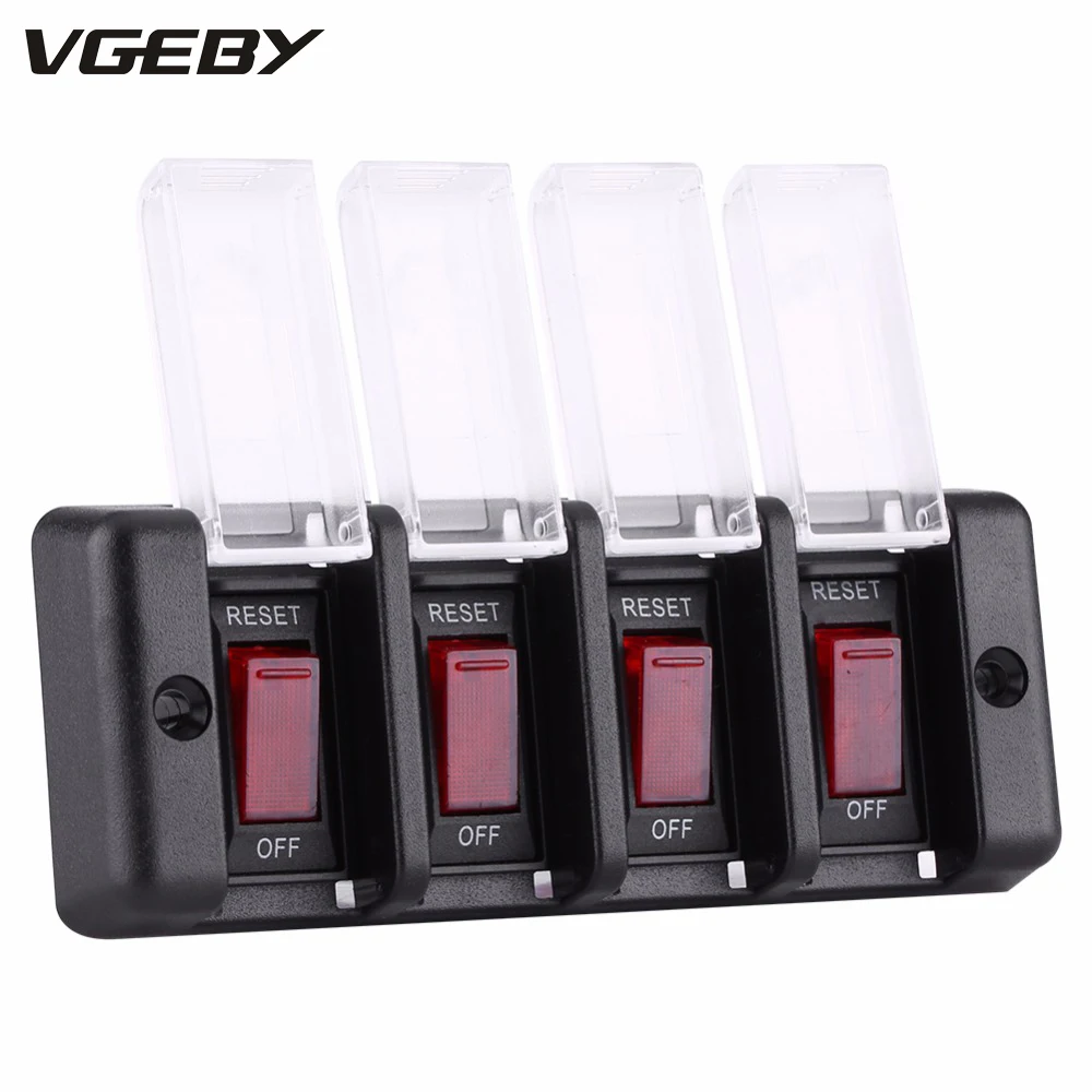 

4 Gang 12V Car RV Marine Boat Waterproof Rocker Switch Panel Circuit Breakers