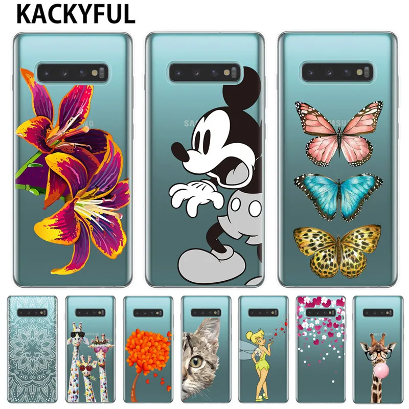 

Cartoon Pattern Silicone Case For Coque Samsung Galaxy S10 Lite Back Cover For Samsung S6 S7 Edge S8 S9 S10 Plus Mickey Cat Case