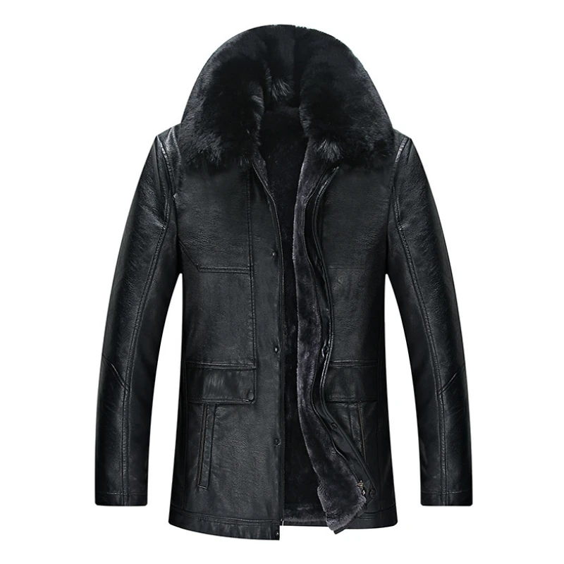 

Leather Jacket Men Men's High Fashion Fur Clothing Big Mens Size Winter Jackets Men Faux Fur Jacket Coat