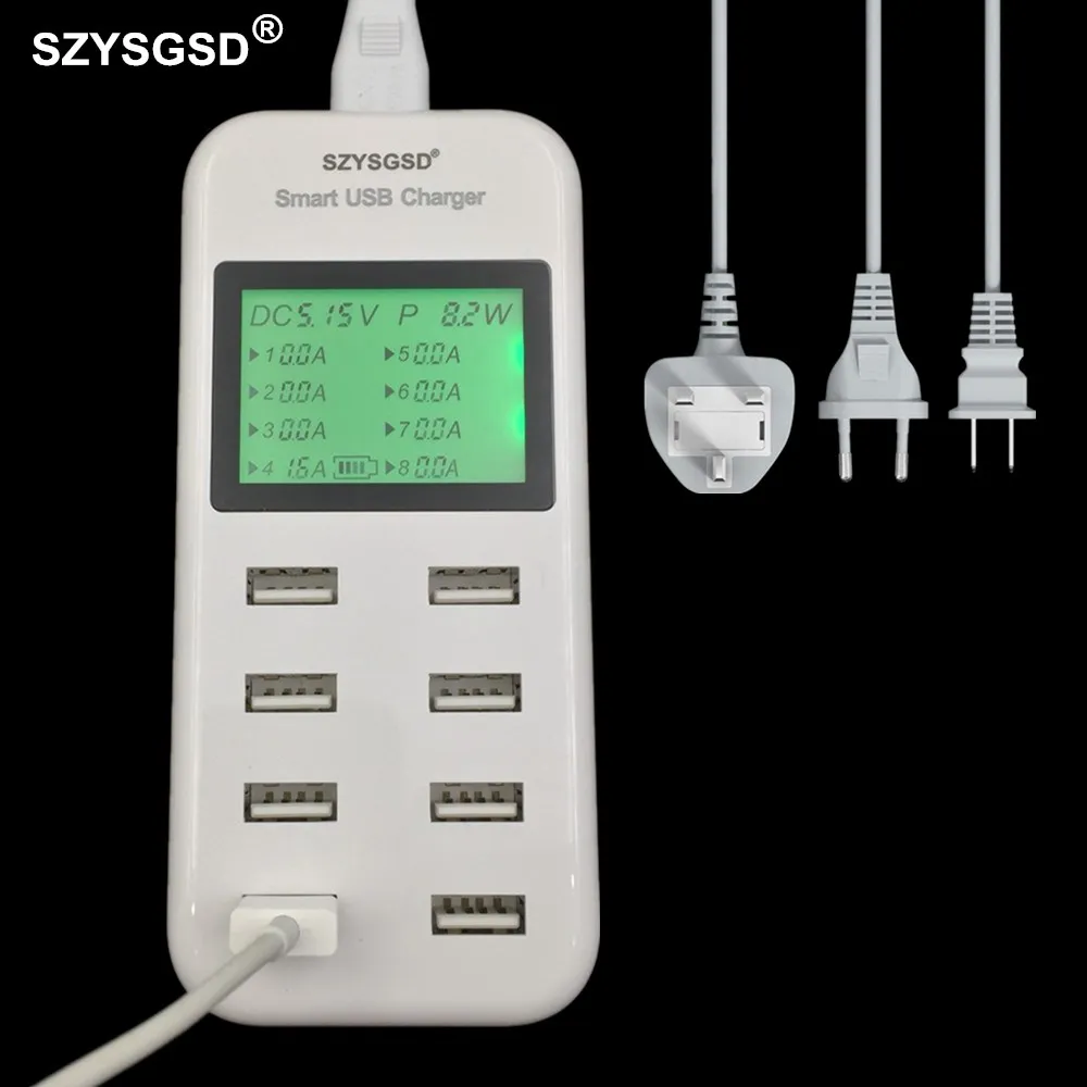 SZYSGSD 8 Ports USB Charger 40W Multi Port USB Power Adapter Universal USB Socket Wall Desktop Charger for Mobile Phone MID MP5 SZYSGSD 8 Ports USB Charger 40W Multi Port USB Power Adapter Universal USB Socket Wall Desktop Charger for Mobile Phone MID MP5