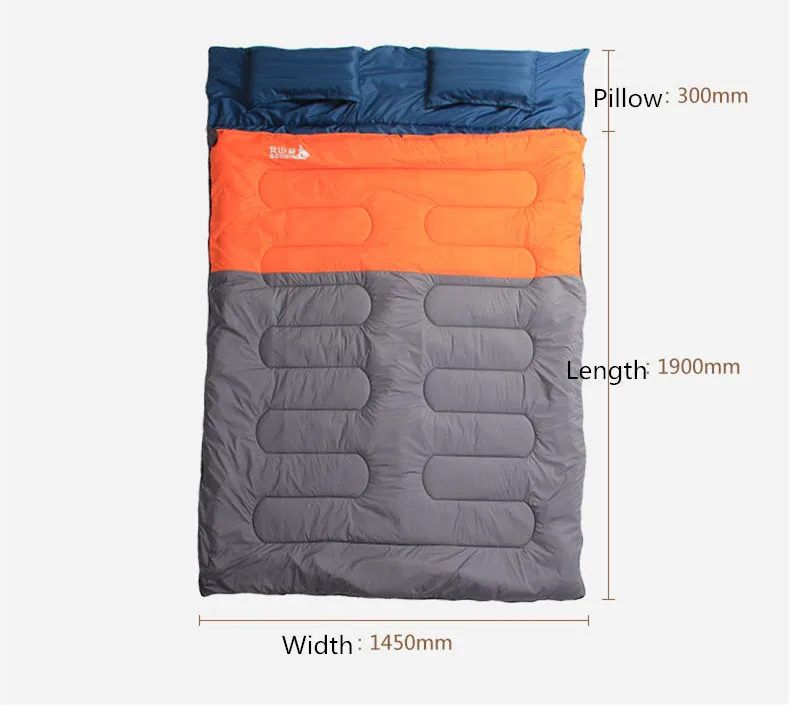 Sleeping Bag Couple with pillows outdoor camping indoor mat for lunch break portable Adult lover warm for four seasons (1)
