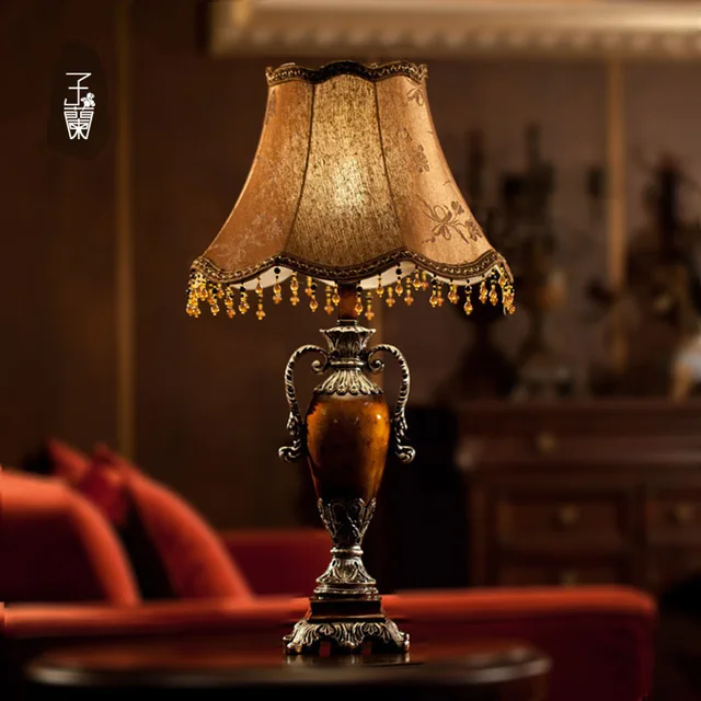 2017 W12 H24 Resin Vintage Bedside Lamp E27 European Table Lamps 2017 W12 H24 Resin Vintage Bedside Lamp E27 European Table Lamps For Bedroom 110v 220v Abajur Para Quarto Night Light