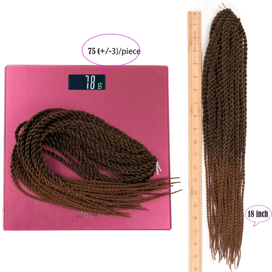 Senegalese Twist Hair Ombre Synthetic Crochet Braids 18 inch 30Roots/Pack Black Grey Purple