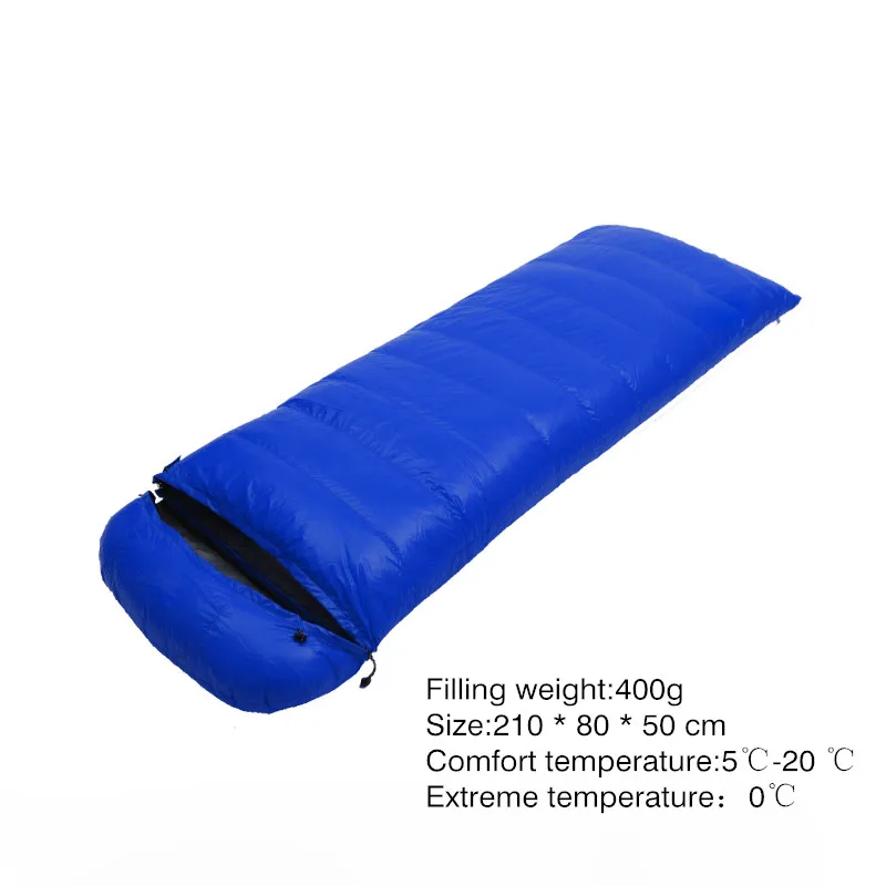Открытый Кемпинг вниз спальный мешок 400 г 600 г одиночный взрослый Сверхлегкий держать теплый поход скалолазания альпинизма наружного оборудования - Цвет: Blue 400g