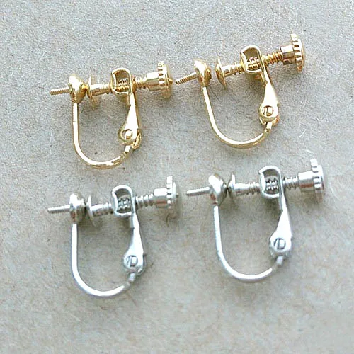 

Screw Clip Earring Converter for Non-pierced Ears 4mm Circle Bezel with Screw Pin Pearl Cabochons Bases DIY Findings Settings