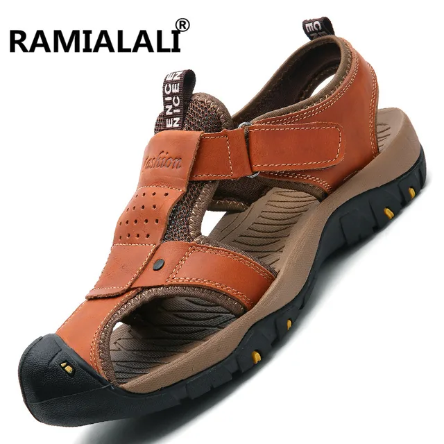 Men Summer Sandals Designer Sandals Men Genuine Leather Shoes Male Casual Shoes Breathable Beach