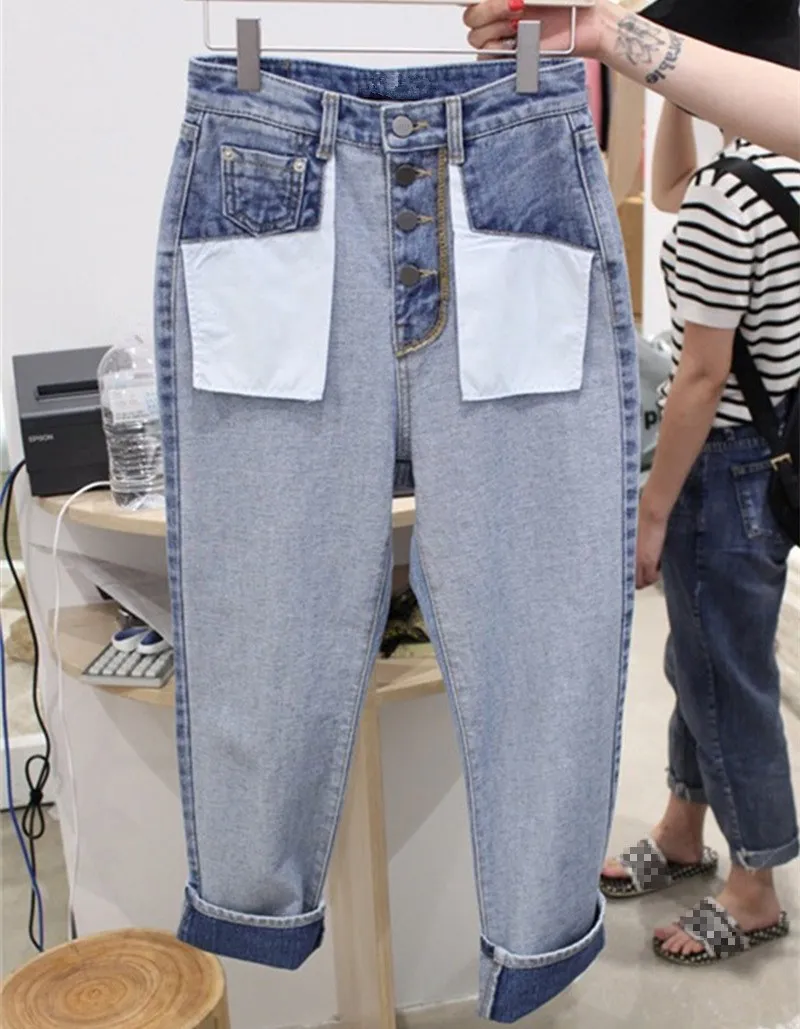 

2018 New Autumn Korean Women Straight Jeans Fashion High Waist Wide Leg Pants Casual Loose Denim Trousers