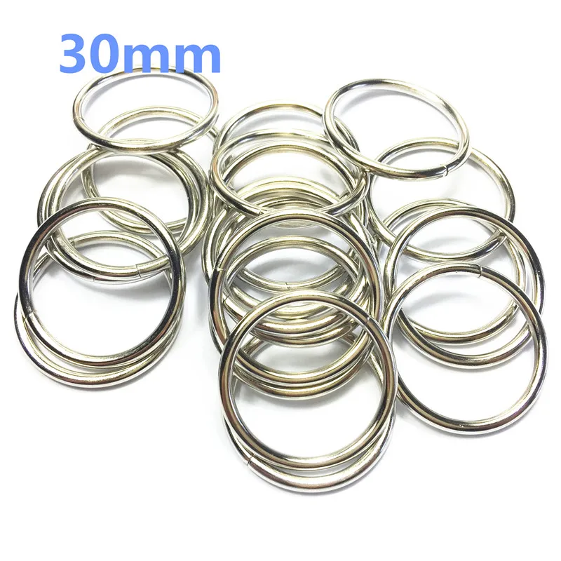 11-30mm Non Welded Metal O Ring Nickel&Black Nickel Plated Backpack Collar Harness Rings Bag Parts Accessories