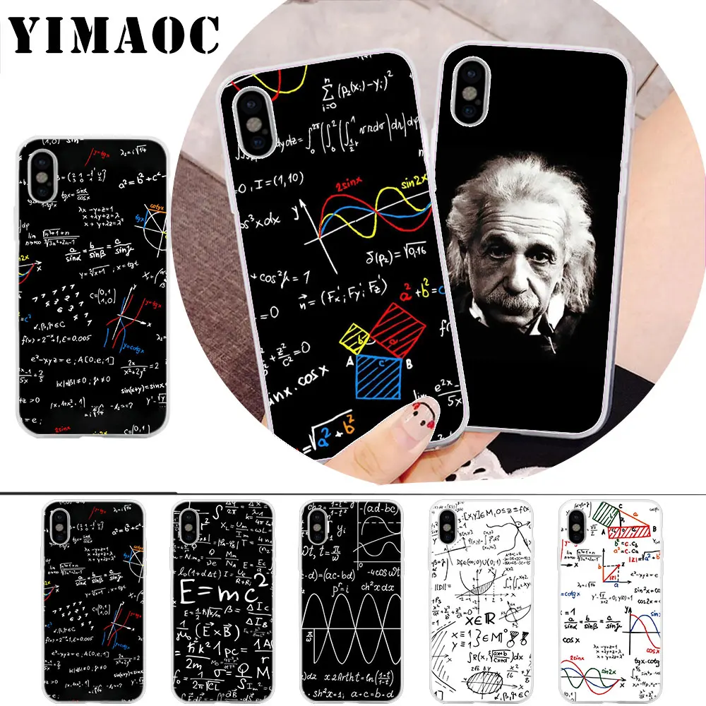 

YIMAOC mc2 with E=mc Math Albert Einstein Soft Silicone Case for iPhone X r s Xr Xs Max 8 7 6S 6 Plus 5 5s SE