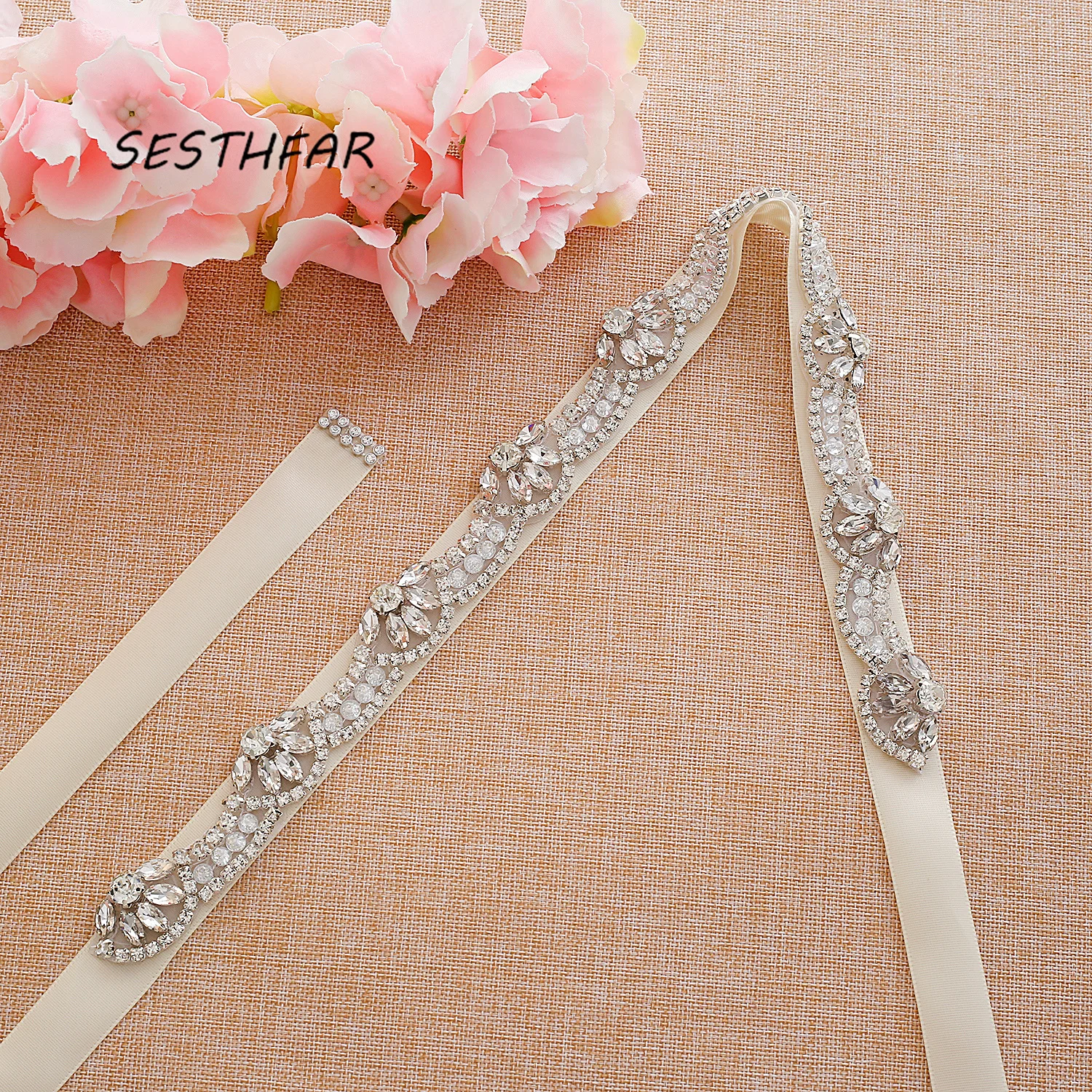 

SESTHFAR Rhinestone Belt Crystal Bridal Belts Handmade Pearl Wedding Dress Belt For sinturones para vestidos