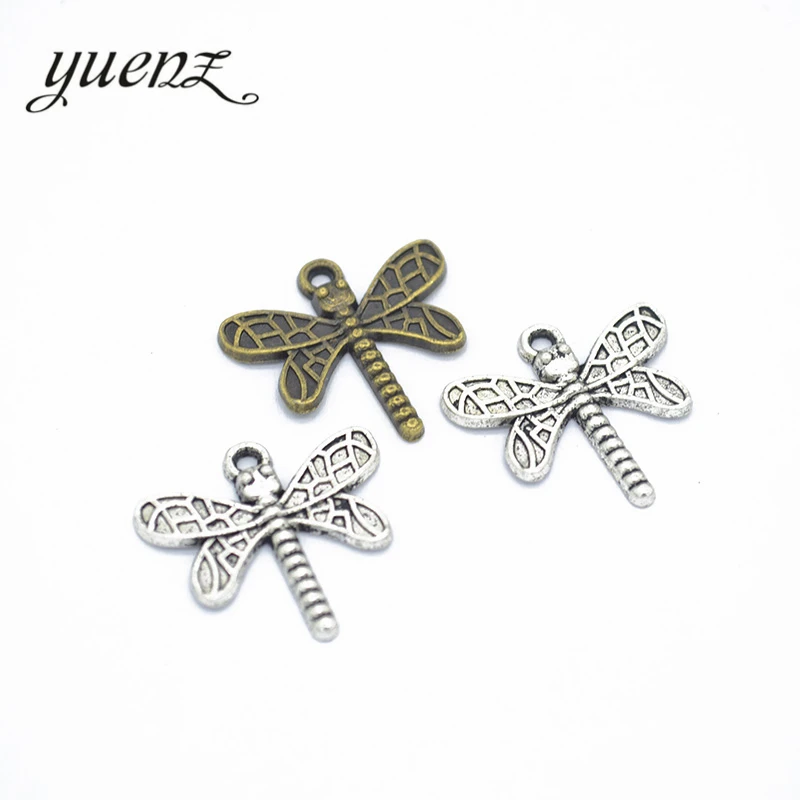 

YuenZ 20pcs Dragonfly Charms Bronze Tibetan Silver Plated Pendants Antique Jewelry Making DIY Handmade Craft 23*17mm D222