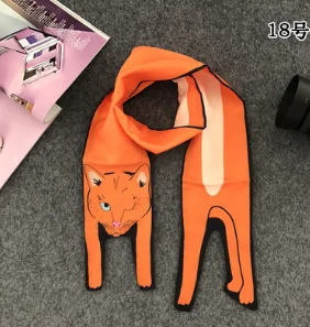 120 см x 10 см,, шарфы, трехмерный шелковый шарф в виде животного, тигра, кошки, собаки, шарф для родителей и детей, уникальный дизайн, сумка в комплекте G - Цвет: Orange cat